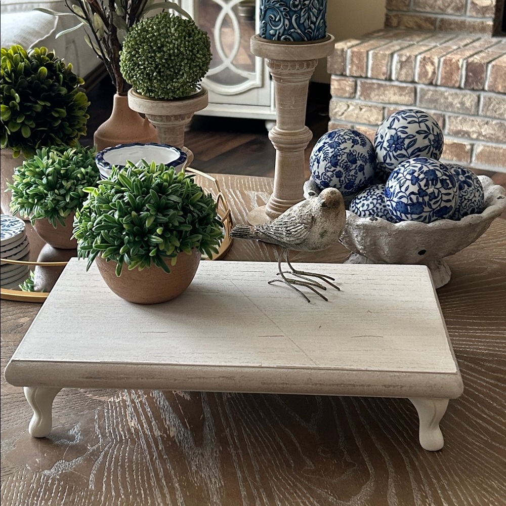 NEW! DISTRESSED Cottage Farmhouse Shabby CHIC WOOD & Metal Foot Display Riser - Picture 7 of 9